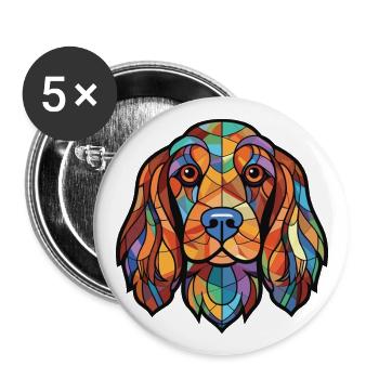 Cocker anglais Spaniel chien aquarelle colorée animal de compagnie - Lot de 5 grands badges (56 mm) - blanc - Devant