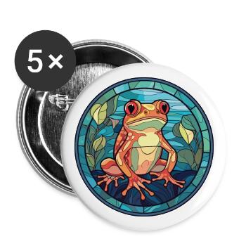 Frosch buntes Aquarell Tier Haustier Illustration - Buttons groß 56 mm (5er Pack) - Weiß - Vorne