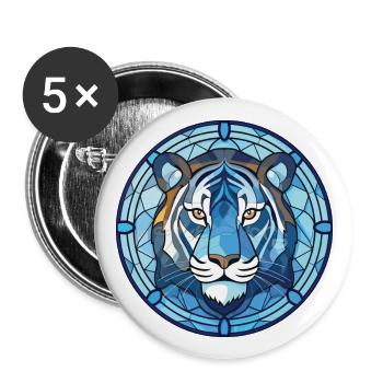 Blue Aquatic Tiger Colorful Watercolor Animal Pet - Buttons large 2.2''/56 mm (5-pack) - white - Front
