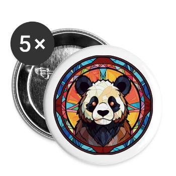 Panda Colorful Watercolor Animal Pet Illustration - Buttons large 2.2''/56 mm (5-pack) - white - Front