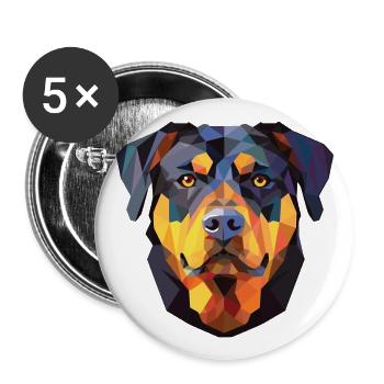 Rottweiler Chien Aquarelle Colorée Animal Cartoon - Lot de 5 grands badges (56 mm) - blanc - Devant
