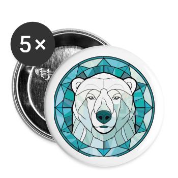 Polar Bear Colorful Watercolor Animal Illustration - Buttons large 2.2''/56 mm (5-pack) - white - Front