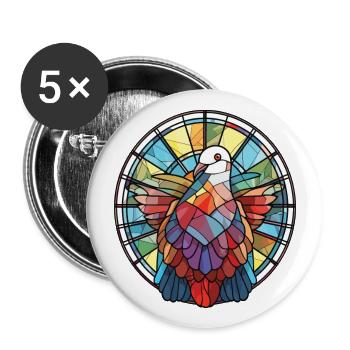 Taube buntes Aquarell Tier Haustier Illustration - Buttons groß 56 mm (5er Pack) - Weiß - Vorne