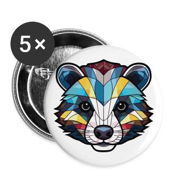 Badger Colorful Watercolor Animal Pet Illustration - Buttons large 2.2''/56 mm (5-pack) - white - Front