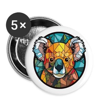Koala buntes Aquarell Tier Haustier Illustration - Buttons groß 56 mm (5er Pack) - Weiß - Vorne