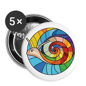 Schnecke buntes Aquarell Tier Haustier Illustration - Buttons groß 56 mm (5er Pack) - Weiß - Vorne