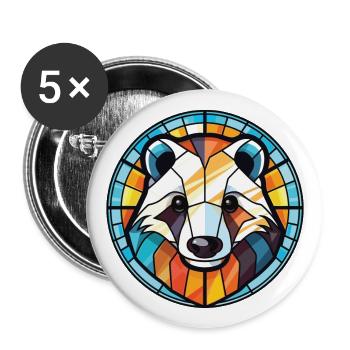 Badger Colorful Watercolor Animal Pet Illustration - Buttons large 2.2''/56 mm (5-pack) - white - Front