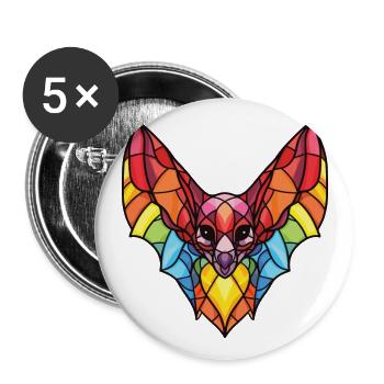 Fledermaus buntes Aquarell Tier Haustier Illustration - Buttons groß 56 mm (5er Pack) - Weiß - Vorne