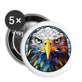Adler buntes Aquarell Tier Haustier Illustration - Buttons groß 56 mm (5er Pack) - Weiß - Vorne