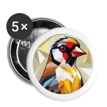Stieglitz Bunte Aquarell Tier Illustration - Buttons groß 56 mm (5er Pack) - Weiß - Vorne