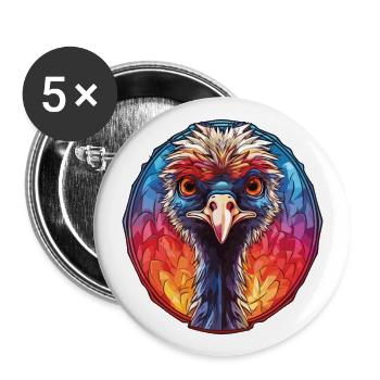 Ostrich Colorful Watercolor Animal Illustration - Buttons large 2.2''/56 mm (5-pack) - white - Front