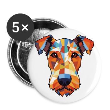 Airedale Terrier chien aquarelle colorée Animal - Lot de 5 grands badges (56 mm) - blanc - Devant