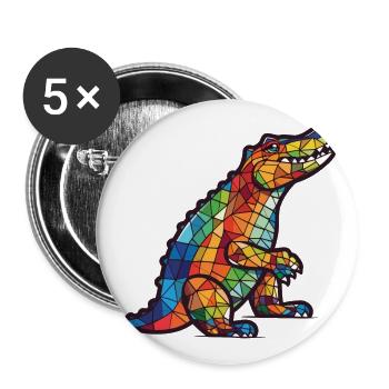 Crocodile Colorful Watercolor Animal Illustration - Buttons large 2.2''/56 mm (5-pack) - white - Front