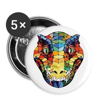 Crocodile Colorful Watercolor Animal Illustration - Buttons large 2.2''/56 mm (5-pack) - white - Front