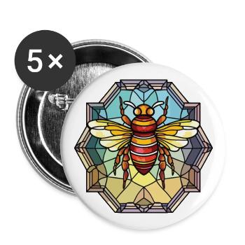 Biene buntes Aquarell Tier Haustier Illustration - Buttons groß 56 mm (5er Pack) - Weiß - Vorne