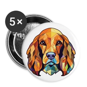 American Cocker Spaniel chien aquarelle colorée - Lot de 5 grands badges (56 mm) - blanc - Devant
