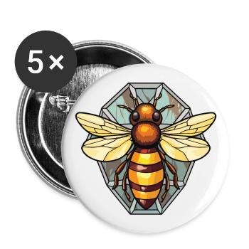 Biene buntes Aquarell Tier Haustier Illustration - Buttons groß 56 mm (5er Pack) - Weiß - Vorne
