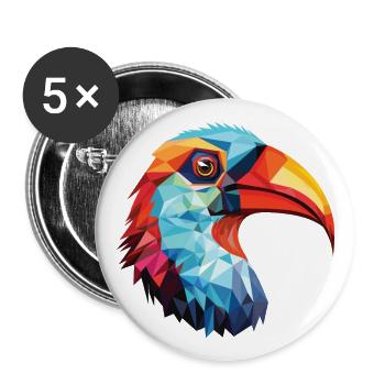 Oiseau Aquarelle Colorée Animal Illustration D’animaux De Compagnie - Lot de 5 grands badges (56 mm) - blanc - Devant