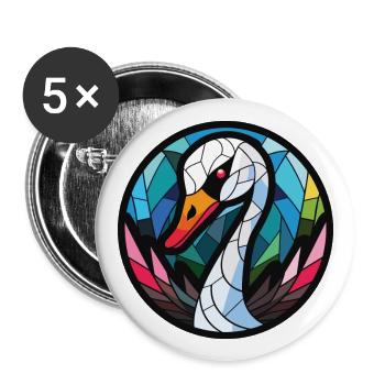 Schwarzer Schwan Buntes Aquarell Tier Illustration - Buttons groß 56 mm (5er Pack) - Weiß - Vorne