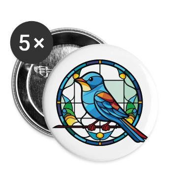 Blue Bird Colorful Watercolor Animal Illustration - Buttons large 2.2''/56 mm (5-pack) - white - Front