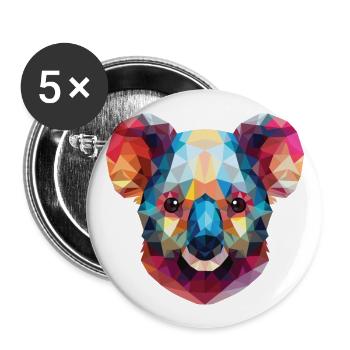 Koala buntes Aquarell Tier Haustier Illustration - Buttons groß 56 mm (5er Pack) - Weiß - Vorne