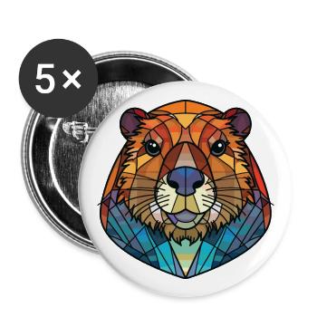 Marmotte coloré aquarelle Animal Illustration - Lot de 5 grands badges (56 mm) - blanc - Devant
