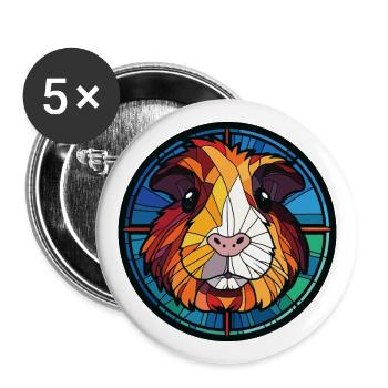 Meerschweinchen bunte Aquarell Tier Illustration - Buttons groß 56 mm (5er Pack) - Weiß - Vorne