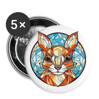 Écureuil coloré aquarelle Animal Illustration - Lot de 5 grands badges (56 mm) - blanc - Devant