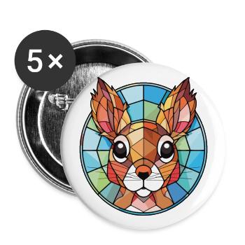 Écureuil coloré aquarelle Animal Illustration - Lot de 5 grands badges (56 mm) - blanc - Devant