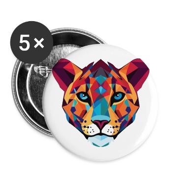 Guépard coloré aquarelle Animal Illustration - Lot de 5 grands badges (56 mm) - blanc - Devant
