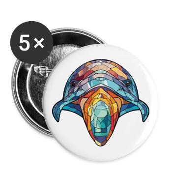 Wal buntes Aquarell Tier Haustier Illustration - Buttons groß 56 mm (5er Pack) - Weiß - Vorne