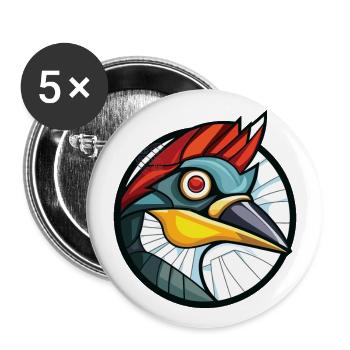 Specht bunte Aquarell Tier Illustration - Buttons groß 56 mm (5er Pack) - Weiß - Vorne