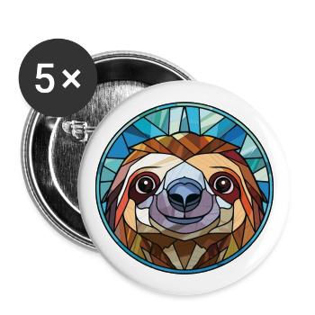 Burgarly Faultier Buntes Aquarell Tier Cartoon - Buttons groß 56 mm (5er Pack) - Weiß - Vorne