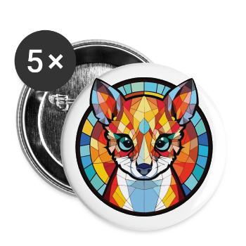 Cat Lemur Colorful Watercolor Animal Illustration - Buttons large 2.2''/56 mm (5-pack) - white - Front