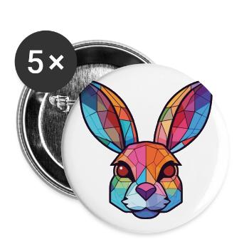 Hase buntes Aquarell Tier Haustier Illustration - Buttons groß 56 mm (5er Pack) - Weiß - Vorne