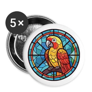 Papagei buntes Aquarell Tier Haustier Illustration - Buttons groß 56 mm (5er Pack) - Weiß - Vorne