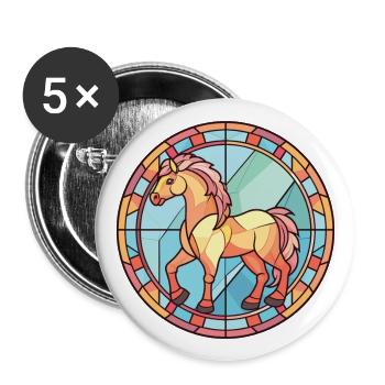 Poney Bébé Cheval Aquarelle Colorée Animal Cartoon - Lot de 5 grands badges (56 mm) - blanc - Devant