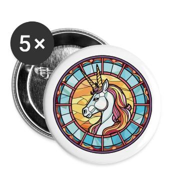 Unicorn Colorful Watercolor Animal Illustration - Buttons large 2.2''/56 mm (5-pack) - white - Front