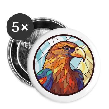 Adler buntes Aquarell Tier Haustier Illustration - Buttons groß 56 mm (5er Pack) - Weiß - Vorne