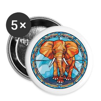 Illustration animale aquarelle colorée d’éléphant - Lot de 5 grands badges (56 mm) - blanc - Devant