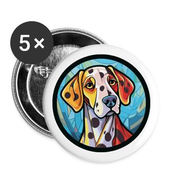 Dalmatiner Hund Buntes Aquarell Tier Karikatur - Buttons groß 56 mm (5er Pack) - Weiß - Vorne