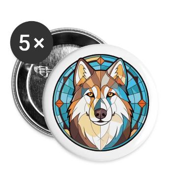 Husky Dog Aquarelle Colorée Animal Illustration - Lot de 5 grands badges (56 mm) - blanc - Devant