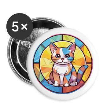 Chaton bébé chat coloré aquarelle Animal Cartoon - Lot de 5 grands badges (56 mm) - blanc - Devant