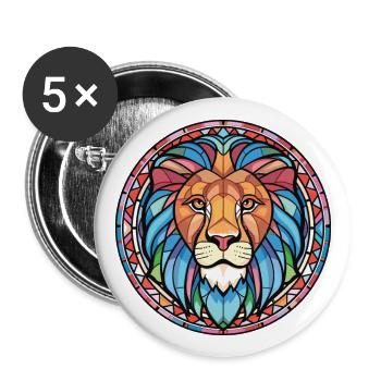 Lion Colorful Watercolor Animal Pet Illustration - Buttons large 2.2''/56 mm (5-pack) - white - Front