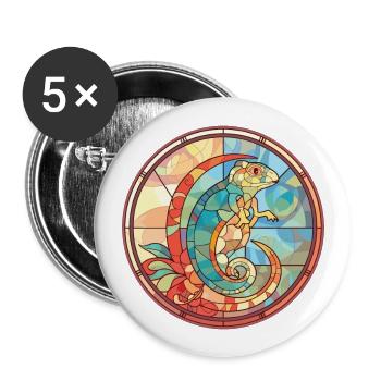 Chameleon Colorful Watercolor Animal Illustration - Buttons large 2.2''/56 mm (5-pack) - white - Front