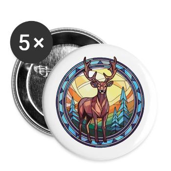 Deer Colorful Watercolor Animal Pet Illustration - Buttons large 2.2''/56 mm (5-pack) - white - Front