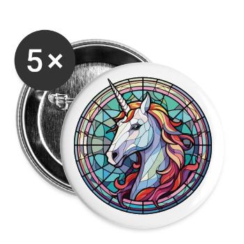 Unicorn Colorful Watercolor Animal Illustration - Buttons large 2.2''/56 mm (5-pack) - white - Front