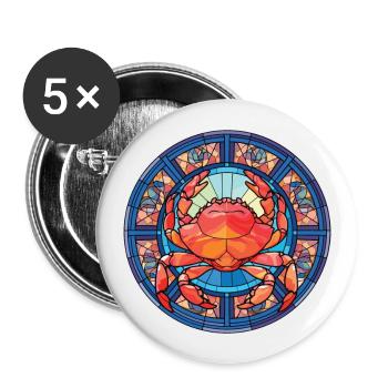 Crab Colorful Watercolor Animal Pet Illustration - Buttons large 2.2''/56 mm (5-pack) - white - Front