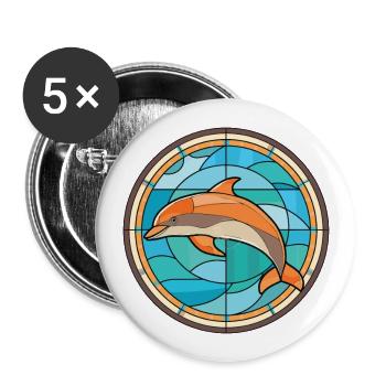 Dolphin Colorful Watercolor Animal Illustration - Buttons large 2.2''/56 mm (5-pack) - white - Front