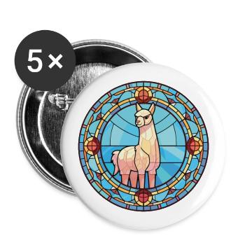 Alpaca Colorful Watercolor Animal Pet Illustration - Buttons large 2.2''/56 mm (5-pack) - white - Front